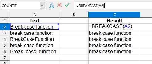 BREAKCASE formula usage