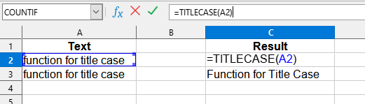 TITLECASE formula usage
