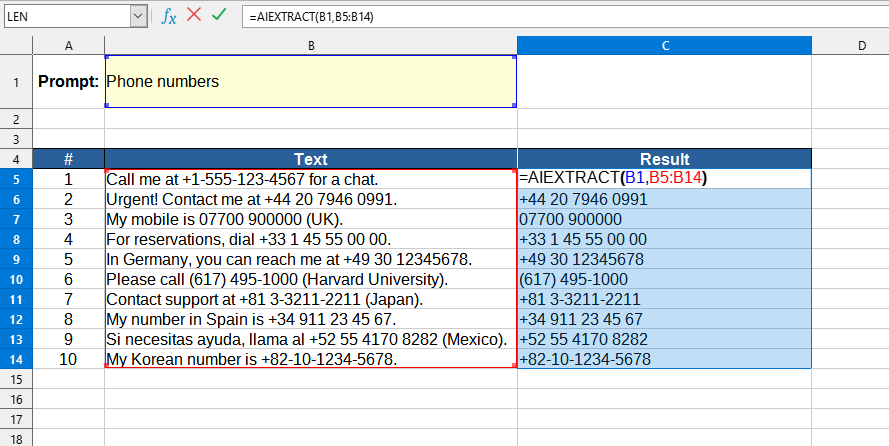 AIEXTRACT formula usage example