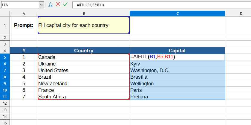 AIFILL formula usage example