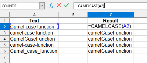 CAMELCASE formula usage