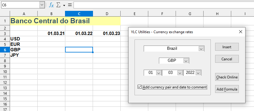 External Data > Currency exchange rates...