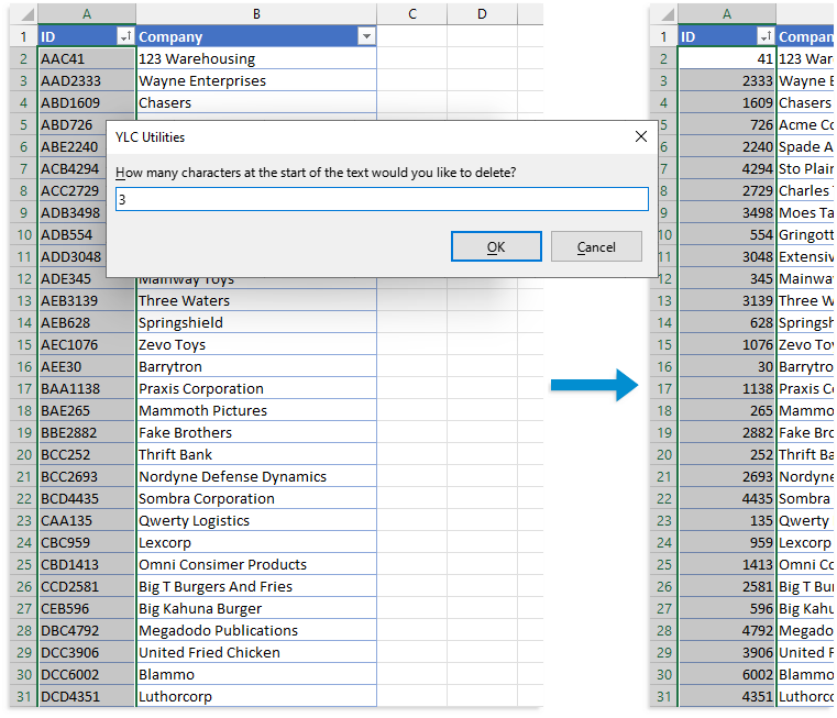 Text > Delete number of leading characters