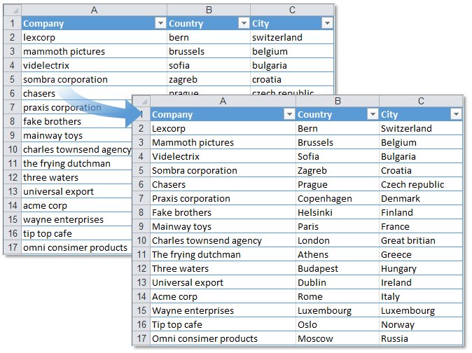 Text > Make first character Uppercase, the rest unaffected