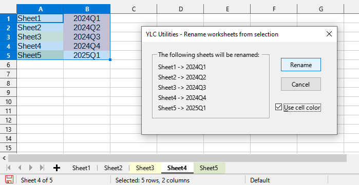 Rename worksheets