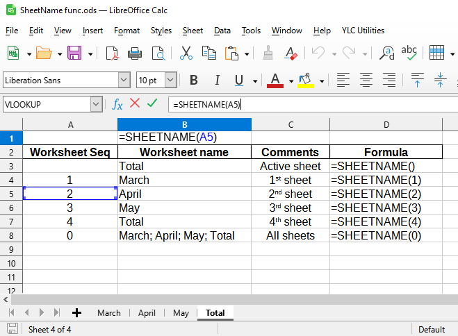 Utilisation de la formule SHEETNAME