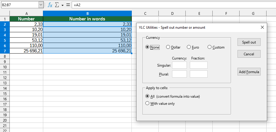 Number & Date > Spell/write out numbers or amounts...