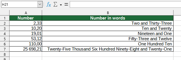 Number & Date > Spell/write out numbers or amounts...