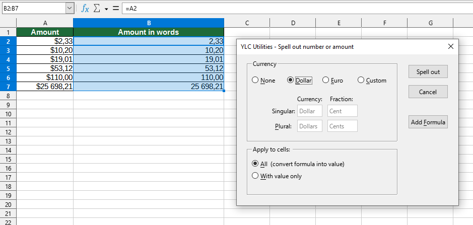 Number & Date > Spell/write out numbers or amounts...