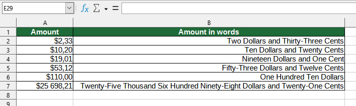 Number & Date > Spell/write out numbers or amounts...