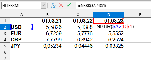 Utilisation de la formule NBBR